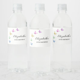 Rótulo De Garrafa De Vinho Borboletas Coloridas Aniversário