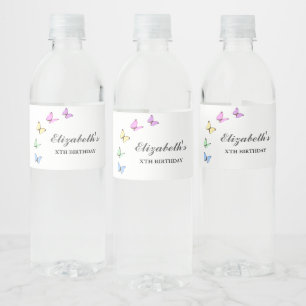 Rótulo De Garrafa De Vinho Borboletas Coloridas Aniversário