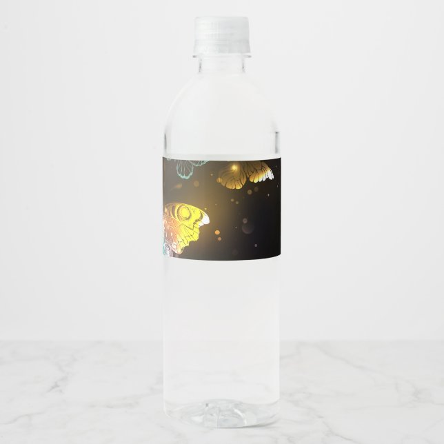 Rótulo De Garrafa De Vinho Borboletas luminosas e borboletas noturnas (Frente)