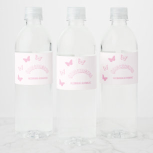 Rótulo De Garrafa De Vinho Borboletas Rosa Quinceanera
