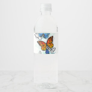 Rótulo De Garrafa De Vinho Borboletas voadoras Morpho e Monarca