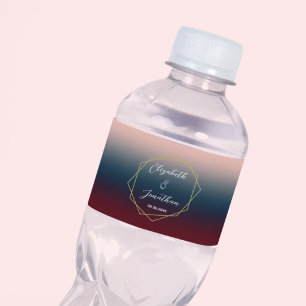 Rótulo De Garrafa De Vinho Bordô Azul Marinho Bege Ombre Geométrico Casamento