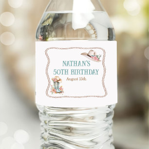 Rótulo De Garrafa De Vinho Botas e Chapéu de Cowgirl Floral de Aniversário