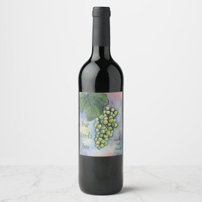 Rótulo de Garrafa de Vinho Branco Personalizado de (Frente)