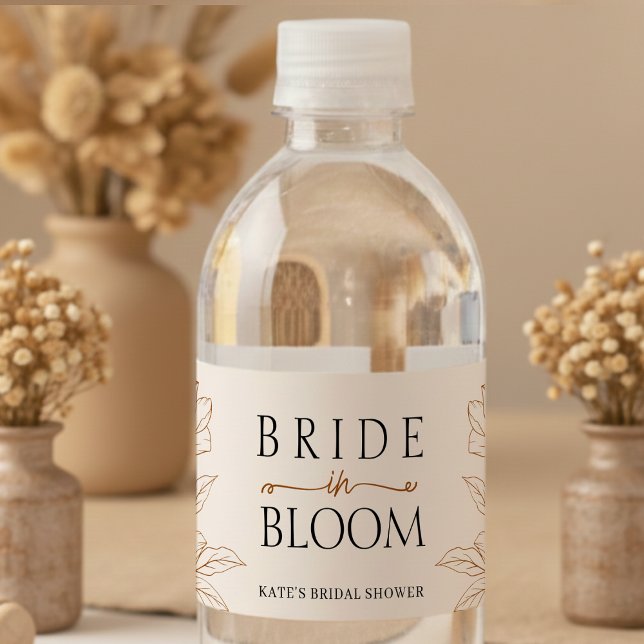 Rótulo De Garrafa De Vinho Bride in Bloom Tan Brown Bridal Shower (Bride in Bloom Tan Brown Bridal Shower Water Bottle Label
)