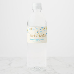 Rótulo De Garrafa De Vinho Brilho Brilho Estrela Pequena Bebê Azul & Dourado