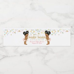 Rótulo De Garrafa De Vinho Brilho Estrela Pequena Gêmeas Meninas Puffs