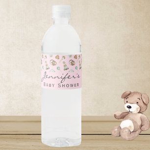 Rótulo De Garrafa De Vinho Brinquedos de Chá de fraldas Rosa