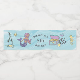 Rótulo De Garrafa De Vinho Bronzeado Púrpura Sereia Roxo Aniversário