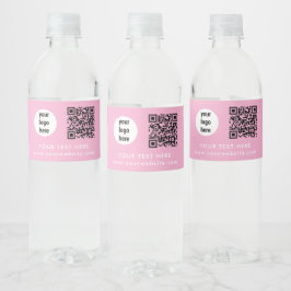 Rótulo De Garrafa De Vinho Business Logo QR Code Text Website Pink Customer