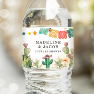 Rótulo De Garrafa De Vinho Cacto Fiesta Mexicano Suculenta Aguarela Banho
