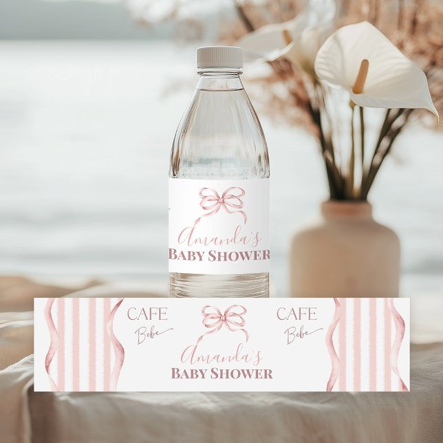 Rótulo De Garrafa De Vinho Cafe Bebe Menina Rosa Retro Chá de Bebê (Criador carregado)