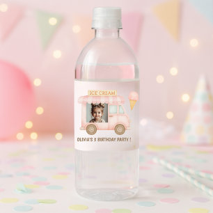 Rótulo De Garrafa De Vinho Caminhão de Sorvete Rosa Personalizado para Aniver