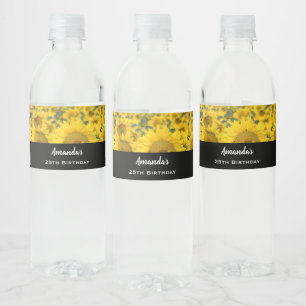 Rótulo De Garrafa De Vinho Campo Amarelo de Girassóis Fotografia Aniversário