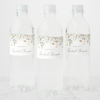 Rótulo De Garrafa De Vinho Campo de Flores Silvestres de Verão Chá de Noiva