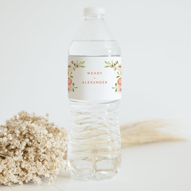 Rótulo De Garrafa De Vinho Casamento Citrus Watercolor (Criador carregado)