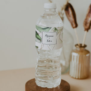 Rótulo De Garrafa De Vinho Casamento com Caligrafia Elegante Dourada