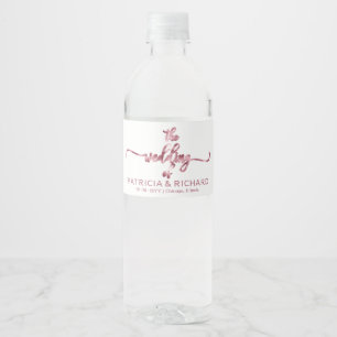 Rótulo De Garrafa De Vinho Casamento com Caligrafia Simples e Elegante