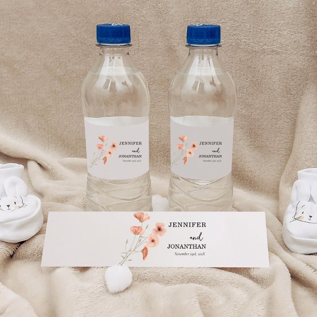 Rótulo De Garrafa De Vinho Casamento com Flor Laranja Poppy (Criador carregado)