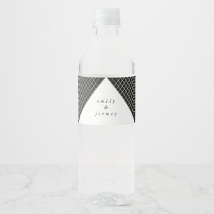 Rótulo De Garrafa De Vinho Casamento com Gatsby, Marinho Geométrico Diamond