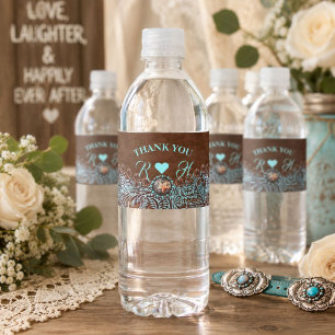 Rótulo De Garrafa De Vinho casamento country western cowboy marrom turquesa