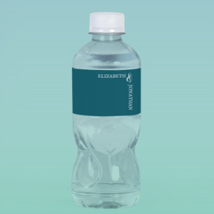 Rótulo De Garrafa De Vinho Casamento da Tipografia Moderna do Teal Escuro