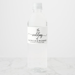 Rótulo De Garrafa De Vinho Casamento de Caligrafia Simples e Elegante