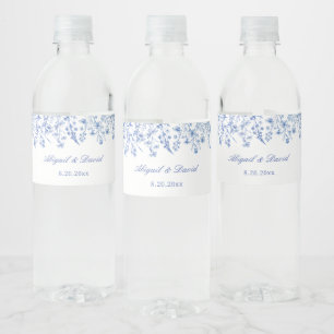 Rótulo De Garrafa De Vinho Casamento de Flores Silvestres Azuis