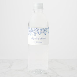 Rótulo De Garrafa De Vinho Casamento de Flores Silvestres Azuis