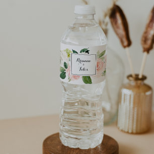 Rótulo De Garrafa De Vinho Casamento de Folhagem Verde Floral Simples