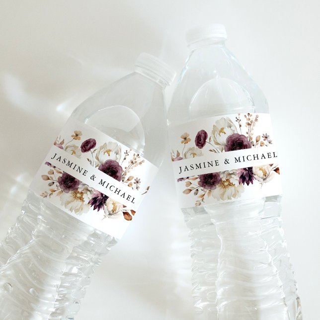 Rótulo De Garrafa De Vinho Casamento de Frame Floral Rustic Autumn (Criador carregado)