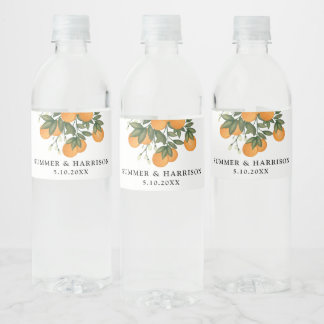 Rótulo De Garrafa De Vinho Casamento De Laranja Botânica De Citrus Greenery