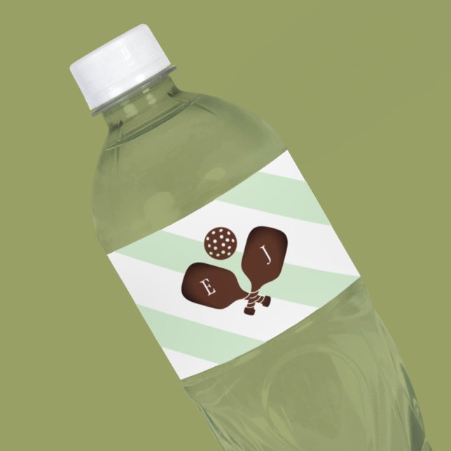 Rótulo De Garrafa De Vinho Casamento de Listras Preppy Pickleball (Criador carregado)