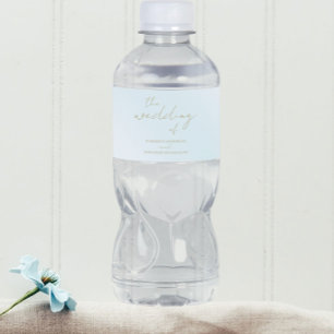 Rótulo De Garrafa De Vinho Casamento de Onda Blue Watercolor