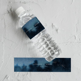 Rótulo De Garrafa De Vinho Casamento de Paisagem de Azul Noturno