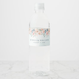 Rótulo De Garrafa De Vinho Casamento de Rosa Azul Moderno e Tendência