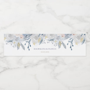 Rótulo De Garrafa De Vinho casamento de rosas azuis pálidos