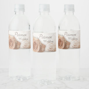 Rótulo De Garrafa De Vinho Casamento de Rosas de cor suave