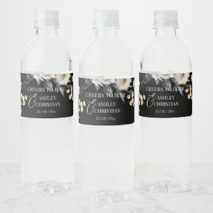 Rótulo De Garrafa De Vinho Casamento de vassoura preto e branco personalizado