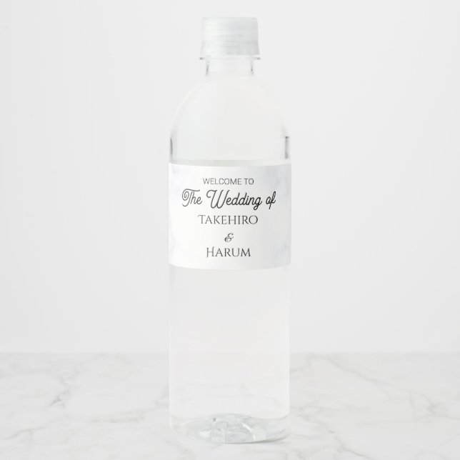 Rótulo De Garrafa De Vinho Casamento de verão com flores elegantes azuis (Frente)