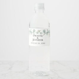 Rótulo De Garrafa De Vinho Casamento de Verão com Verde Folhagem de Eucalipto