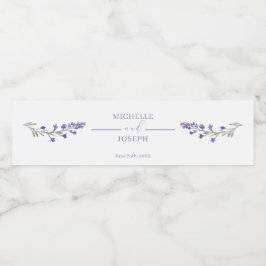 Rótulo De Garrafa De Vinho Casamento Elegante De Aquarela Da Blisa De lavanda