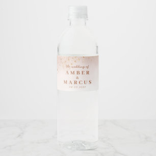 Rótulo De Garrafa De Vinho Casamento elegante Dourado cor-de-rosa