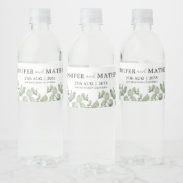 Rótulo De Garrafa De Vinho Casamento em Aquarela Eucalipto Verde Salvia