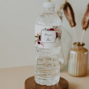 Rótulo De Garrafa De Vinho Casamento Floral Colorido Rustic Boho