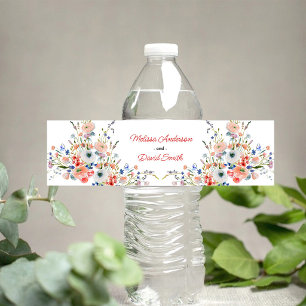 Rótulo De Garrafa De Vinho Casamento Floral Elegante