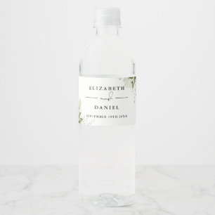 Rótulo De Garrafa De Vinho Casamento Floral Moderno com Vegetação Elegante