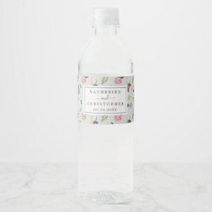 Rótulo De Garrafa De Vinho Casamento floral pintado do teste padrão