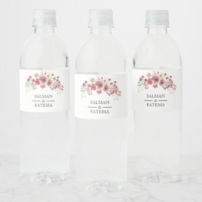 Rótulo De Garrafa De Vinho Casamento Floral Rosa Acastanhado (Garrafas)