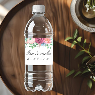 Rótulo De Garrafa De Vinho Casamento Floral Rústico Branco